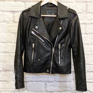 Blank NYC XS Vegan Faux Leather Moto Women’s Biker Jacket Black Full Zip